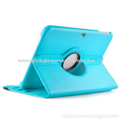 Light Blue Case for Galaxy Tab3 10.1, 360 Rotating Leather Cover Stand P5210P5200